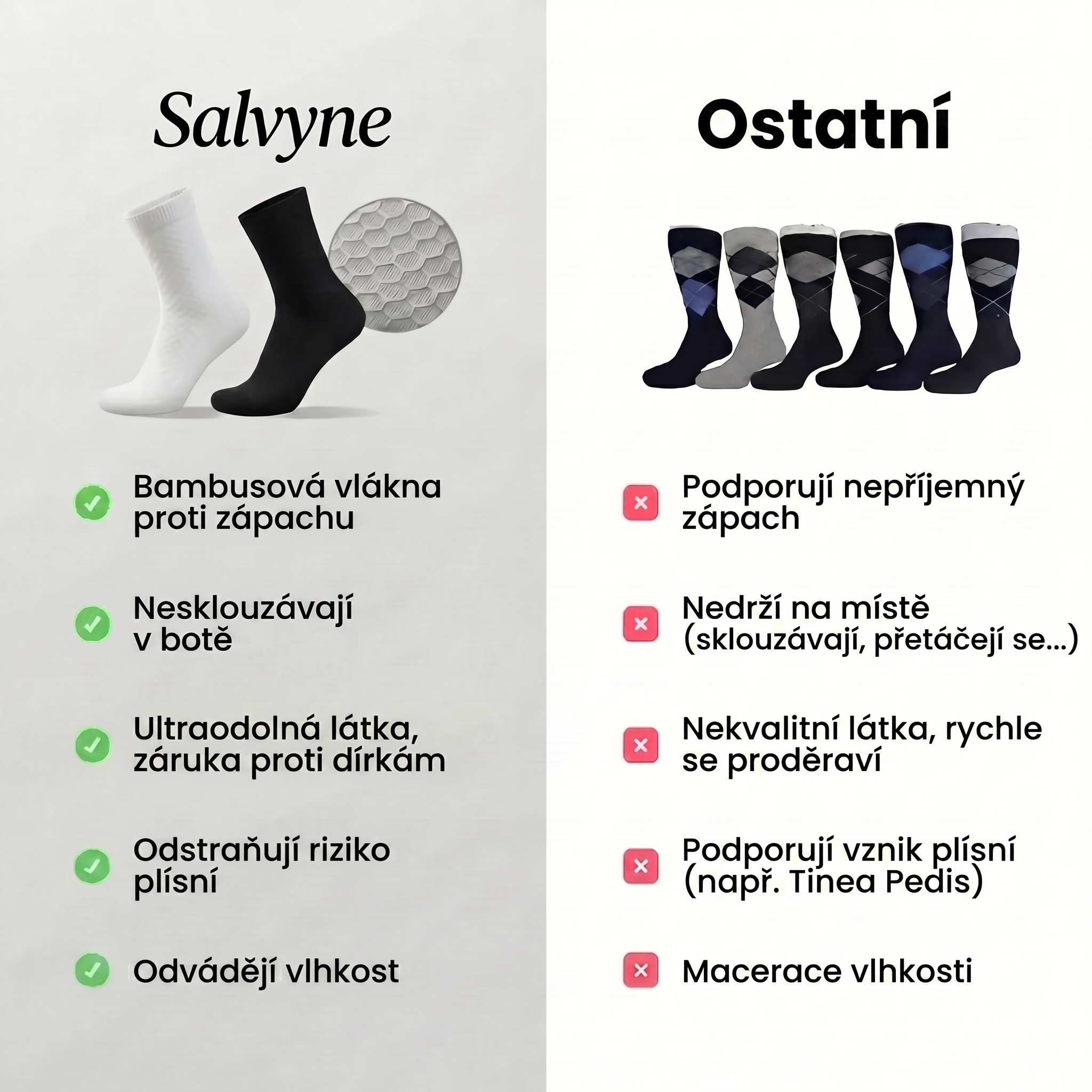 PRÉMIOVÉ PŮLVYSOKÉ PONOŽKY SALVYNE Z BAMBUSOVÉHO VLÁKNA
